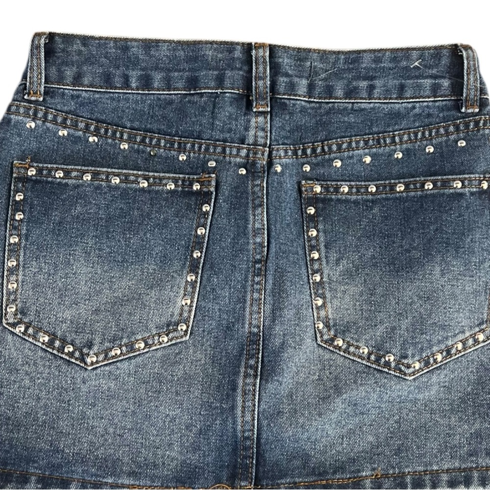 Cali 1850 Denim Mini Skirt with Studded Details - Picture 11 of 11